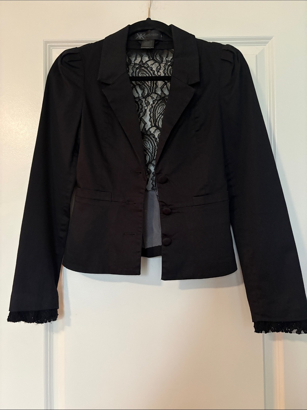 Kardashian Kollection Black Lace-Back Blazer